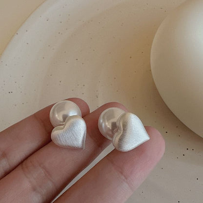 Heart Brushed Faux Pearl Alloy Ear Jacket mySite