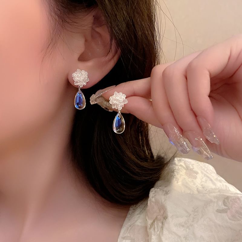 Floral Faux Crystal Alloy Drop Earring mySite