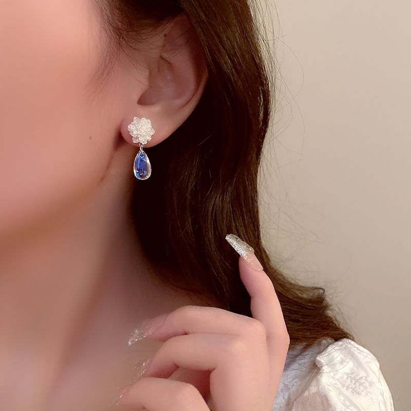 Floral Faux Crystal Alloy Drop Earring mySite