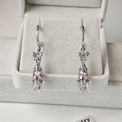 Rhinestone Rocket Hoop Drop Earring SpreePicky