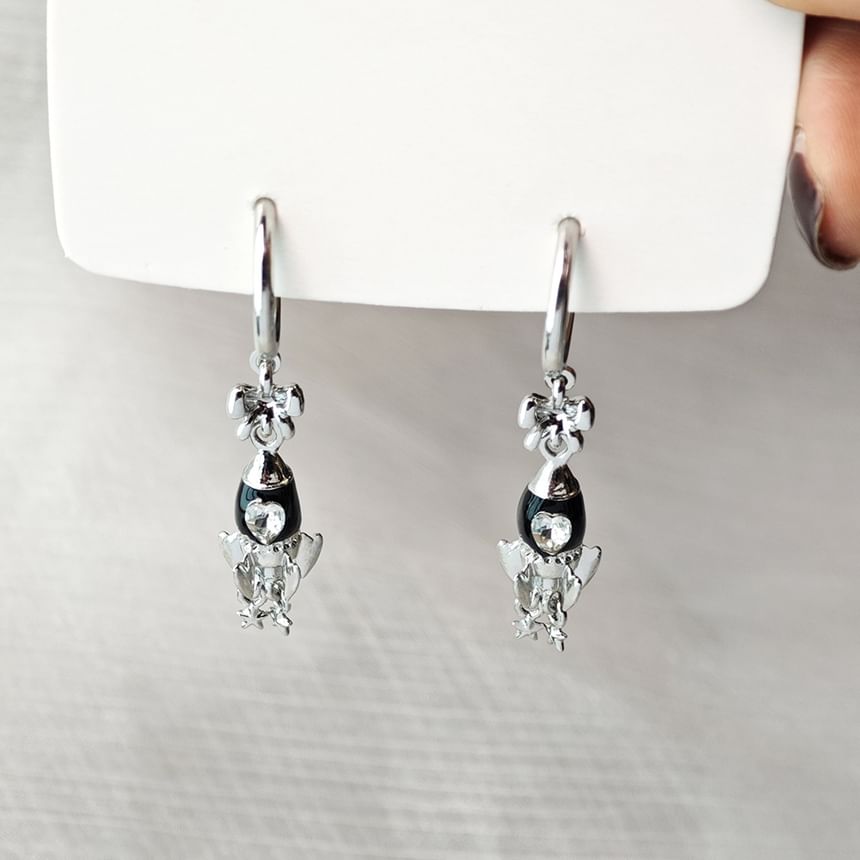 Rhinestone Rocket Hoop Drop Earring SpreePicky