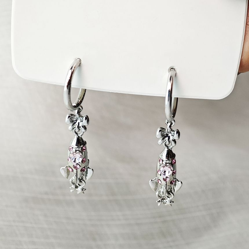 Rhinestone Rocket Hoop Drop Earring SpreePicky