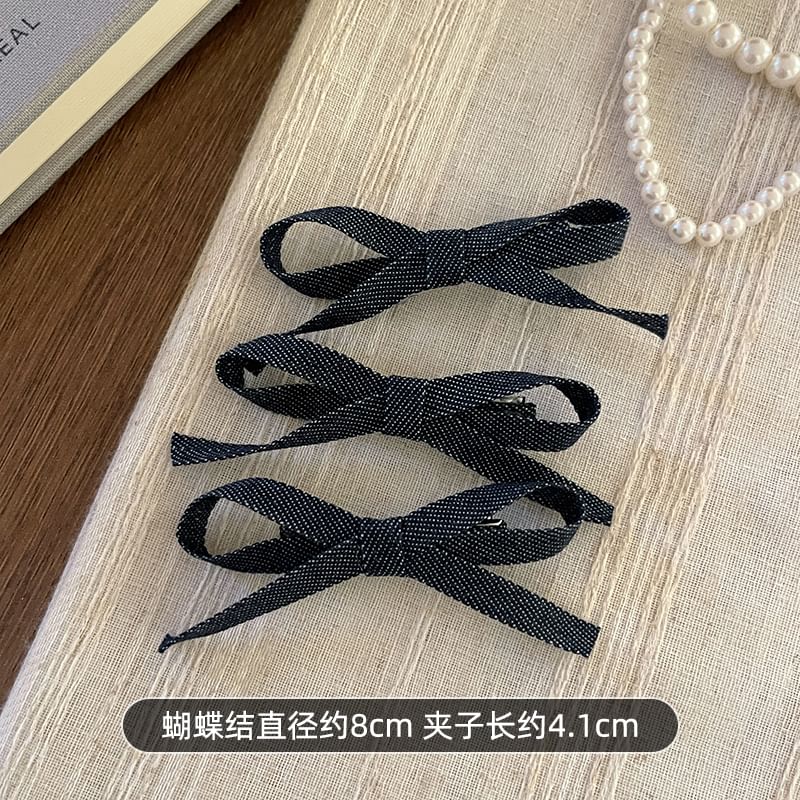 Set of 3: Bow Denim Hair Clip SpreePicky