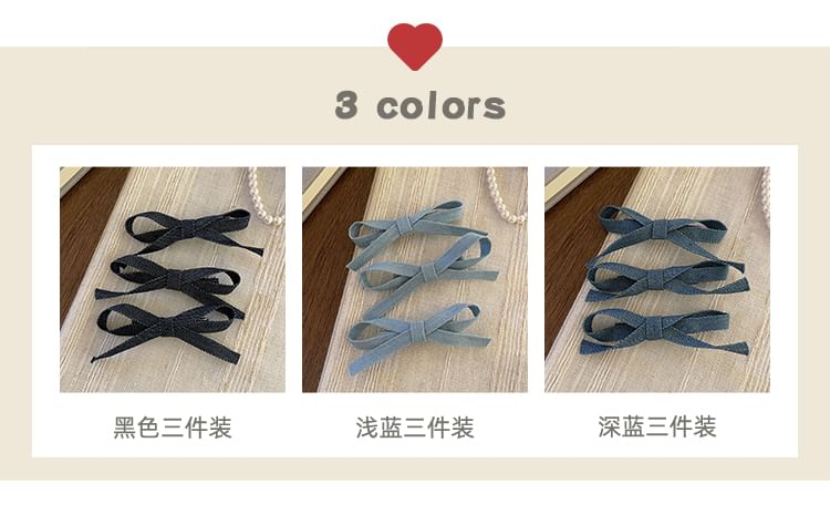 Set of 3: Bow Denim Hair Clip SpreePicky