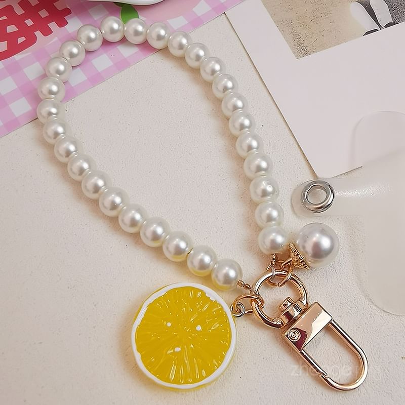 Fruit Faux Pearl Phone Strap with Lanyard Pad SpreePicky