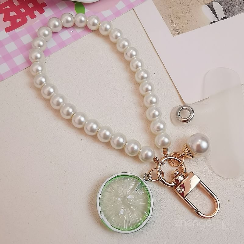 Fruit Faux Pearl Phone Strap with Lanyard Pad SpreePicky