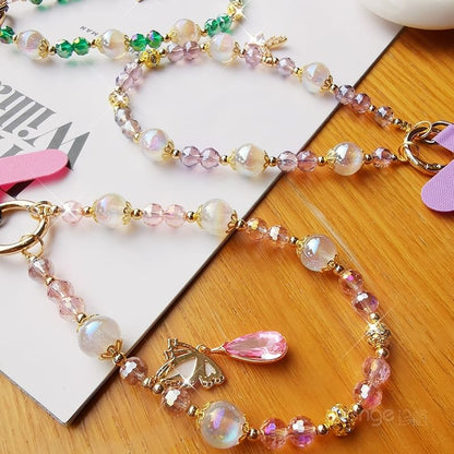 Butterfly Faux Crystal Phone Strap with Lanyard Pad SpreePicky