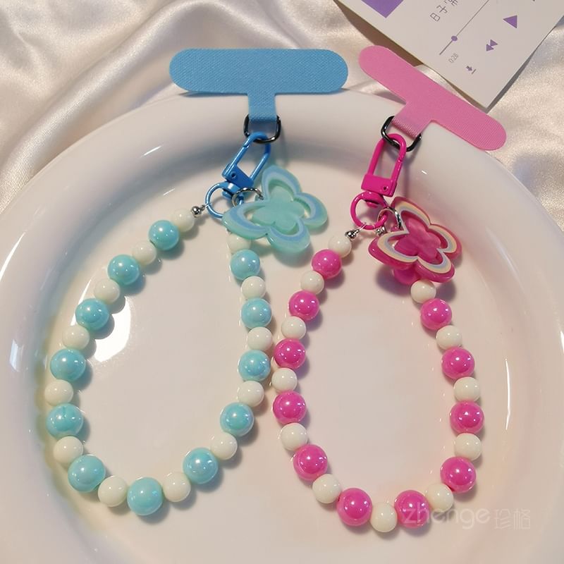 Butterfly Bead Phone Strap with Lanyard Pad SpreePicky