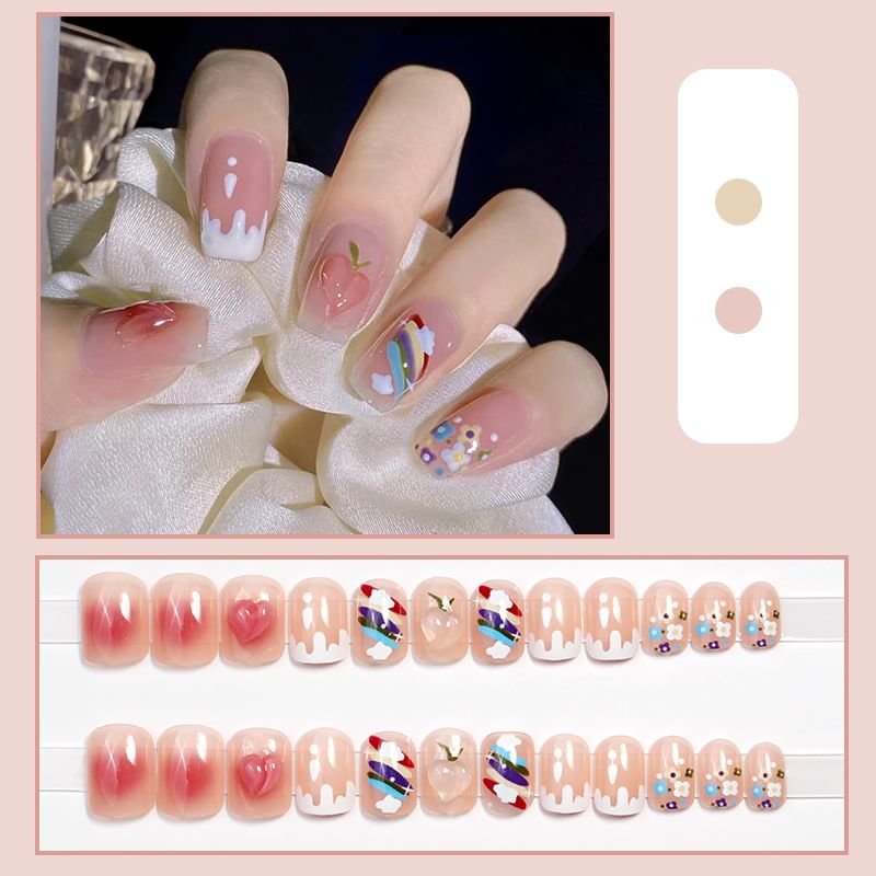 Peach Rainbow Press On Nail SpreePicky