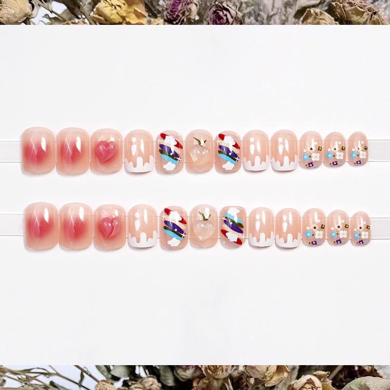 Peach Rainbow Press On Nail SpreePicky