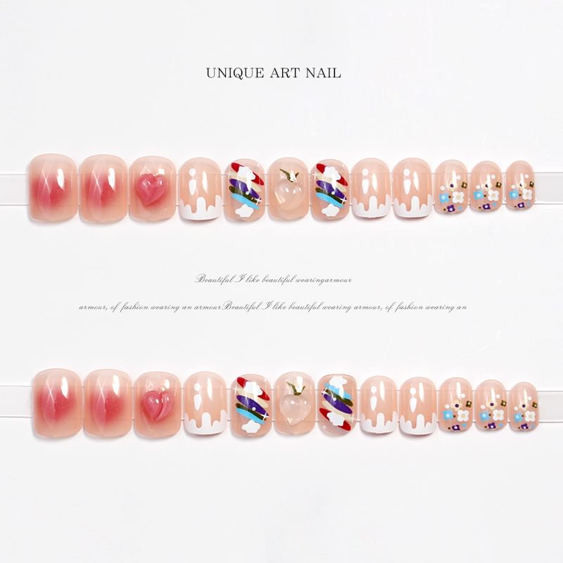 Peach Rainbow Press On Nail SpreePicky