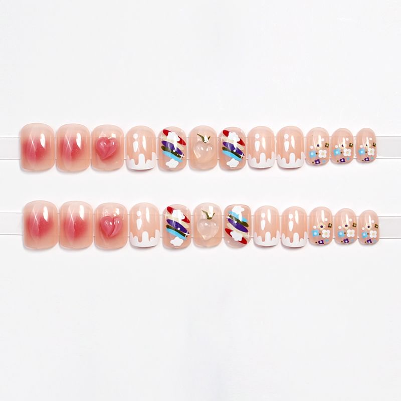 Peach Rainbow Press On Nail SpreePicky