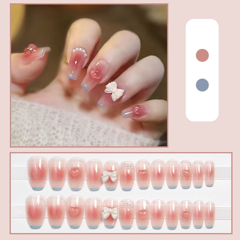 Peach Bow Press On Nail SpreePicky