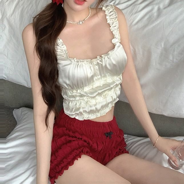 Hot / Tank Top Neck Pants Crop Square FashionChic