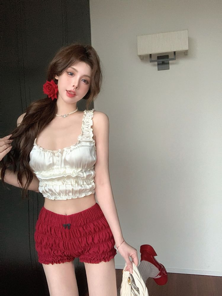 Hot / Tank Top Neck Pants Crop Square FashionChic