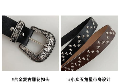 Star Studded Faux Leather Belt SpreePicky