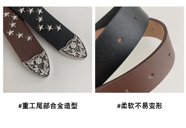 Star Studded Faux Leather Belt SpreePicky