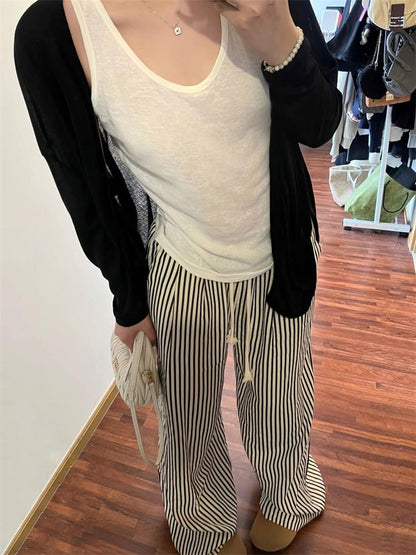 Mid Rise Striped Wide Leg Pants (Various Designs) SpreePicky