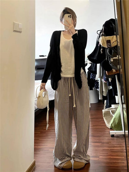 Mid Rise Striped Wide Leg Pants (Various Designs) SpreePicky