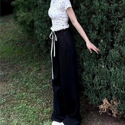 High Rise Plain Wide Leg Pants (Various Designs) SpreePicky