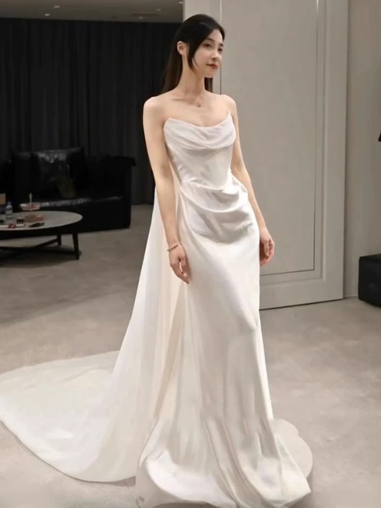 Strapless Gown Plain Mermaid Wedding FashionChic