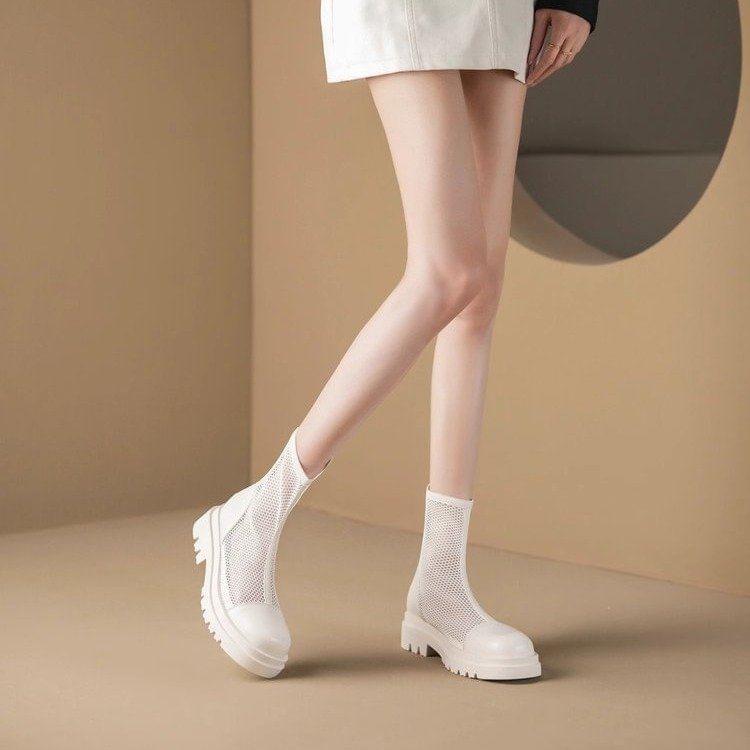 Platform Panel Mesh Short Boots mySite