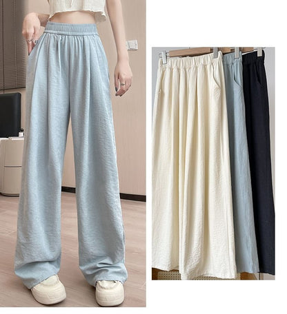 High Rise Plain Wide Leg Sweatpants SpreePicky