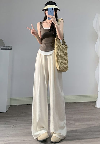 High Rise Plain Wide Leg Sweatpants SpreePicky