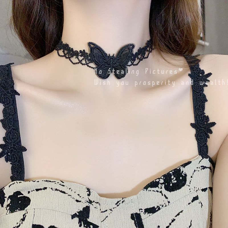 Butterfly Embroidered Necklace / Choker SpreePicky