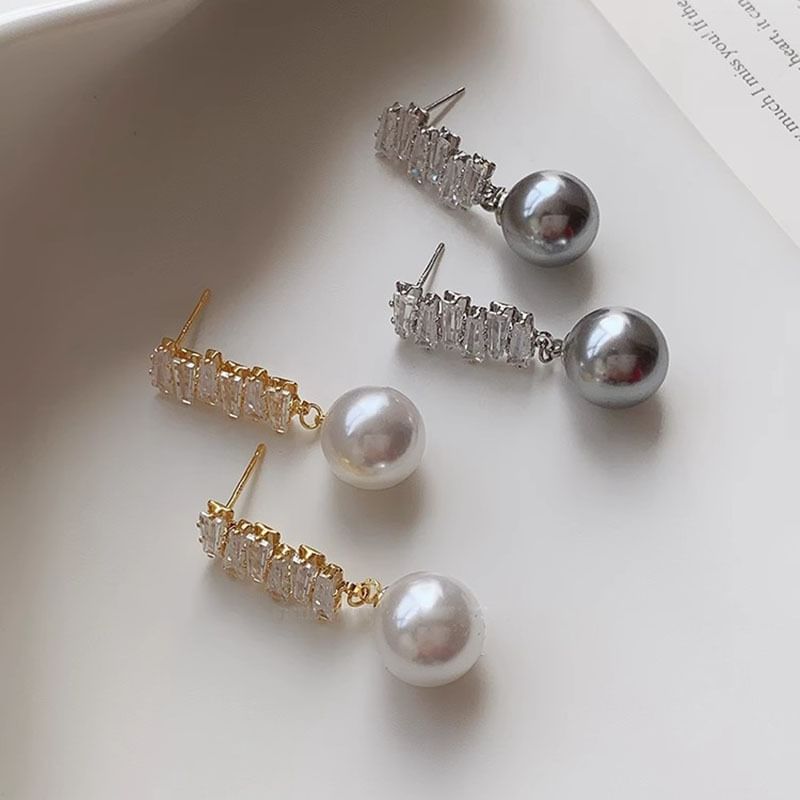 Rhinestone Faux Pearl Drop Earring SpreePicky