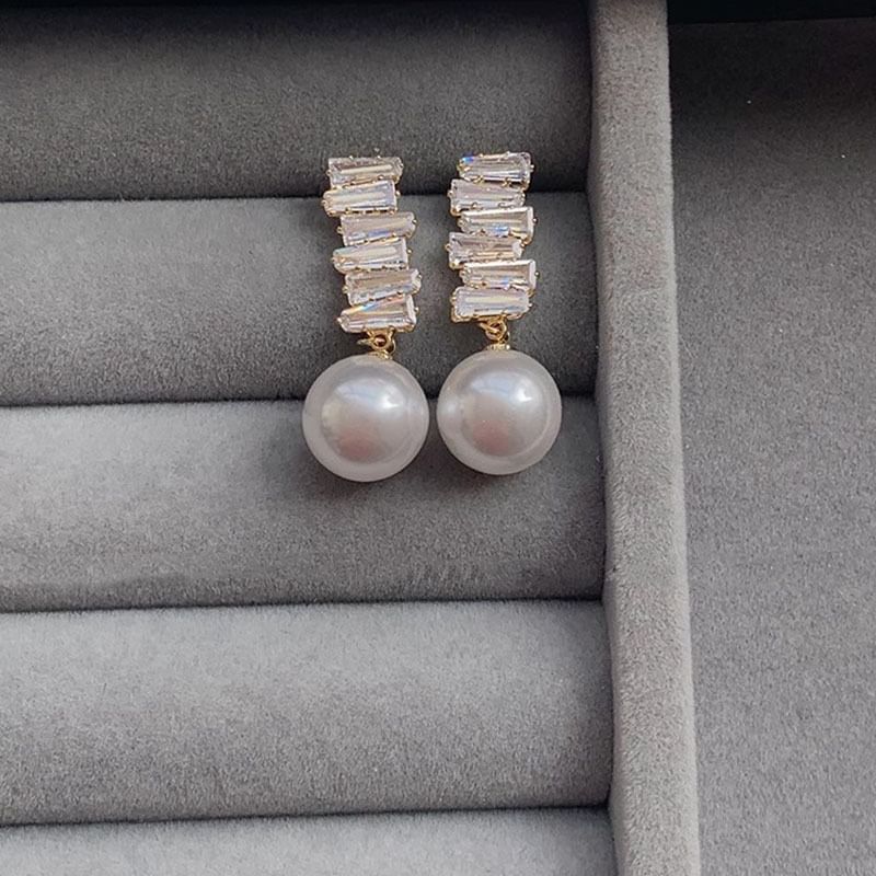 Rhinestone Faux Pearl Drop Earring SpreePicky