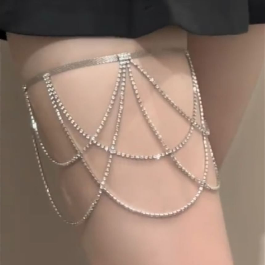 Faux Pearl / Rhinestone Layered Thigh Chain SpreePicky