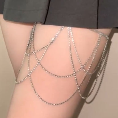 Faux Pearl / Rhinestone Layered Thigh Chain SpreePicky