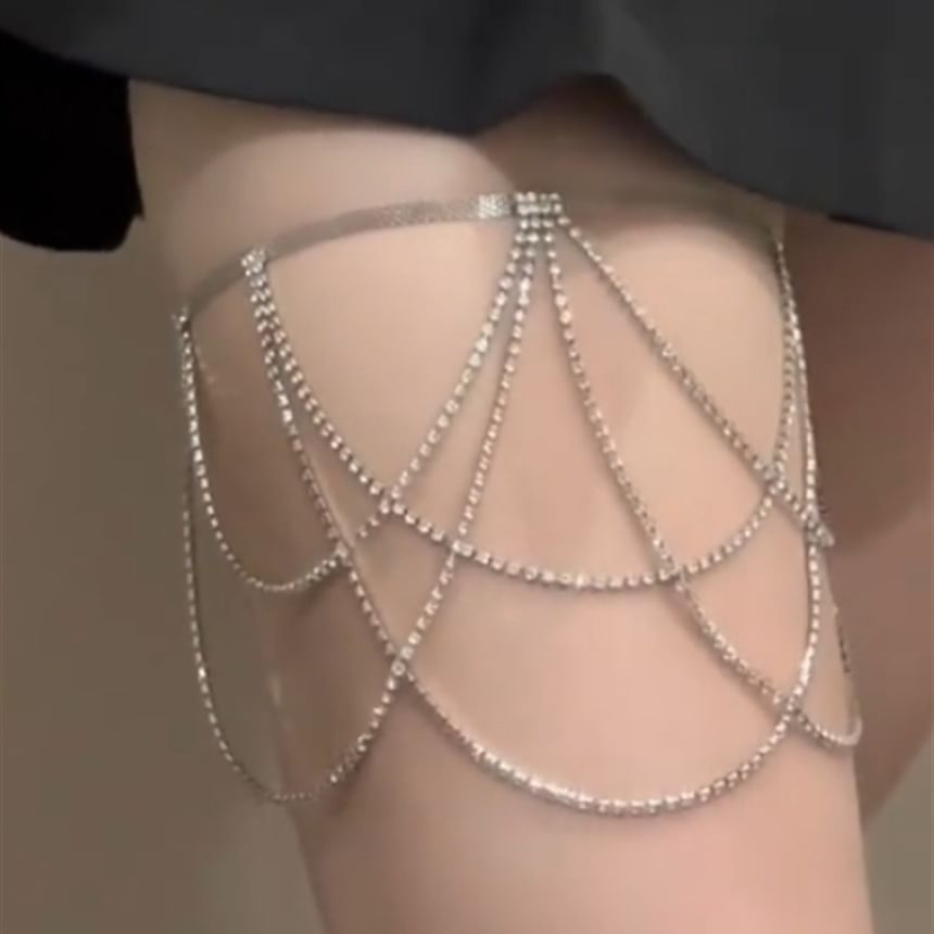 Faux Pearl / Rhinestone Layered Thigh Chain SpreePicky