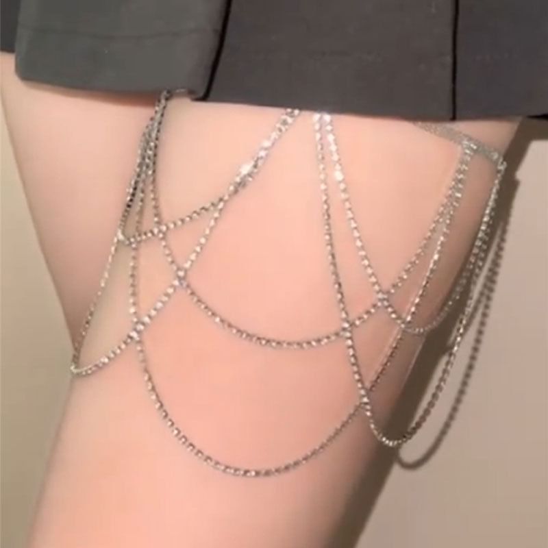 Faux Pearl / Rhinestone Layered Thigh Chain SpreePicky