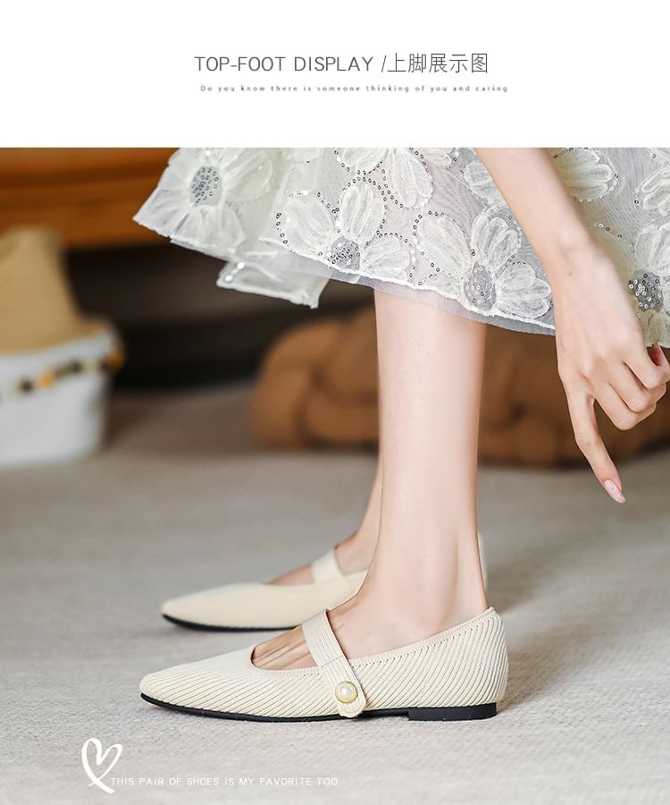 Plain Fabric Mary Jane Flats SpreePicky