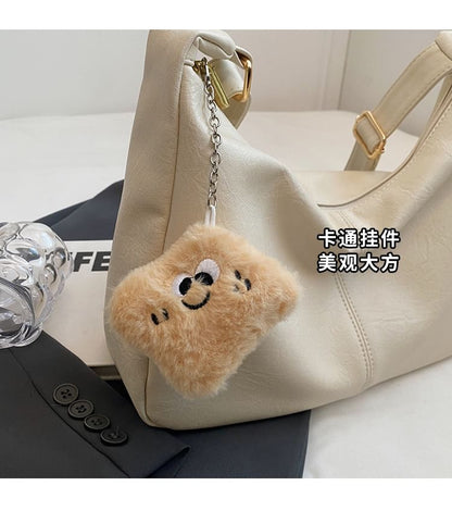 Set: Plain Faux Leather Crossbody Bag + Bag Charm mySite