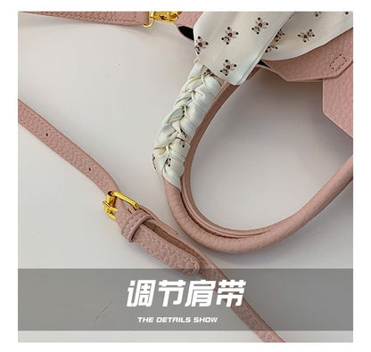 Set: Top Handle Plain Faux Leather Crossbody Bag + Scarf mySite