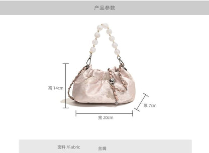 Chain Strap Floral Jacquard Crossbody Bag mySite