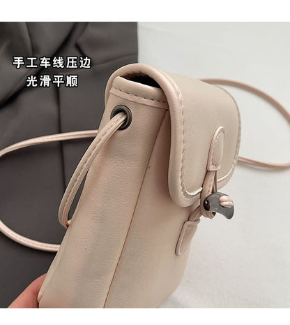 Plain Toggle Faux Leather Mobile Phone Crossbody Bag mySite