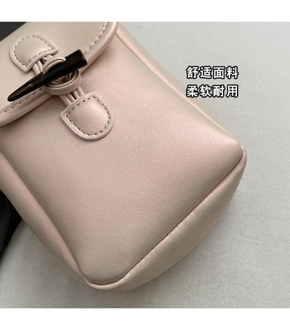 Plain Toggle Faux Leather Mobile Phone Crossbody Bag mySite