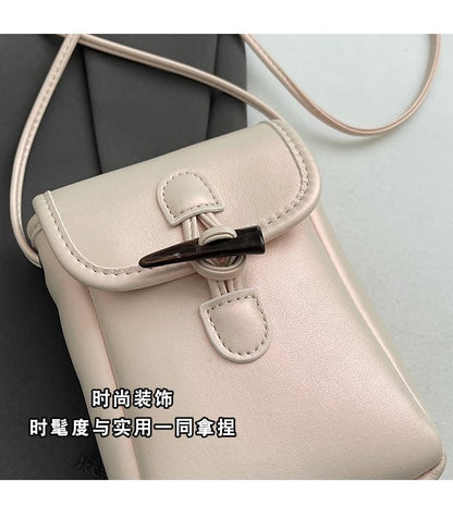 Plain Toggle Faux Leather Mobile Phone Crossbody Bag mySite