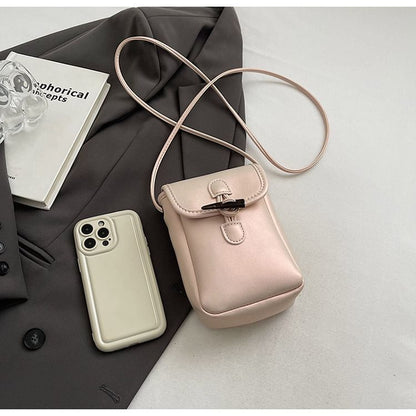 Plain Toggle Faux Leather Mobile Phone Crossbody Bag mySite