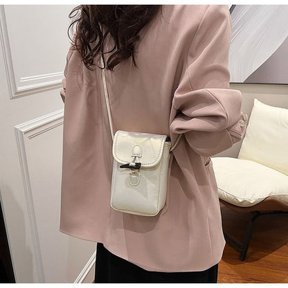 Plain Toggle Faux Leather Mobile Phone Crossbody Bag mySite