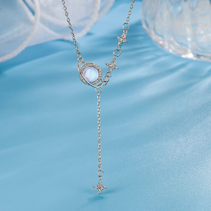 Planet Rhinestone Alloy Lariat Necklace mySite