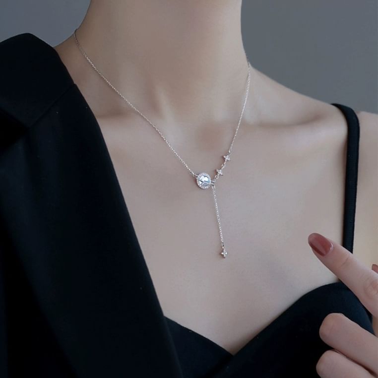 Planet Rhinestone Alloy Lariat Necklace mySite