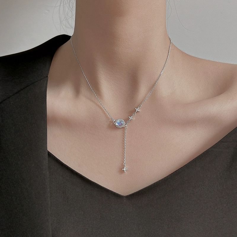 Planet Rhinestone Alloy Lariat Necklace mySite