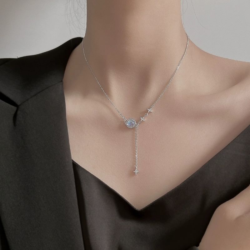 Planet Rhinestone Alloy Lariat Necklace mySite