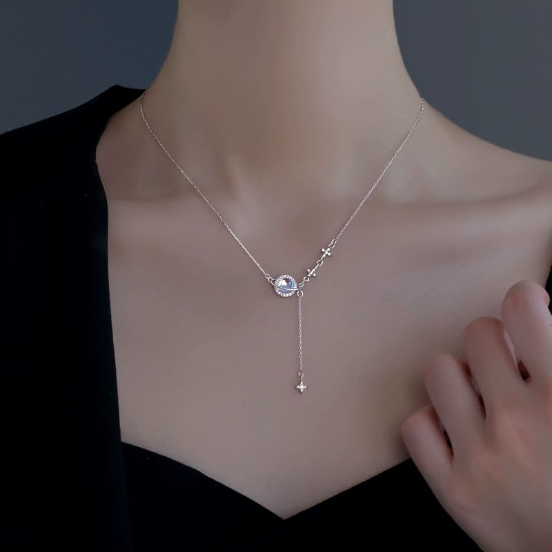 Planet Rhinestone Alloy Lariat Necklace mySite