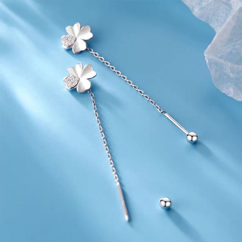 Clover Rhinestone Alloy Dangle Earring mySite